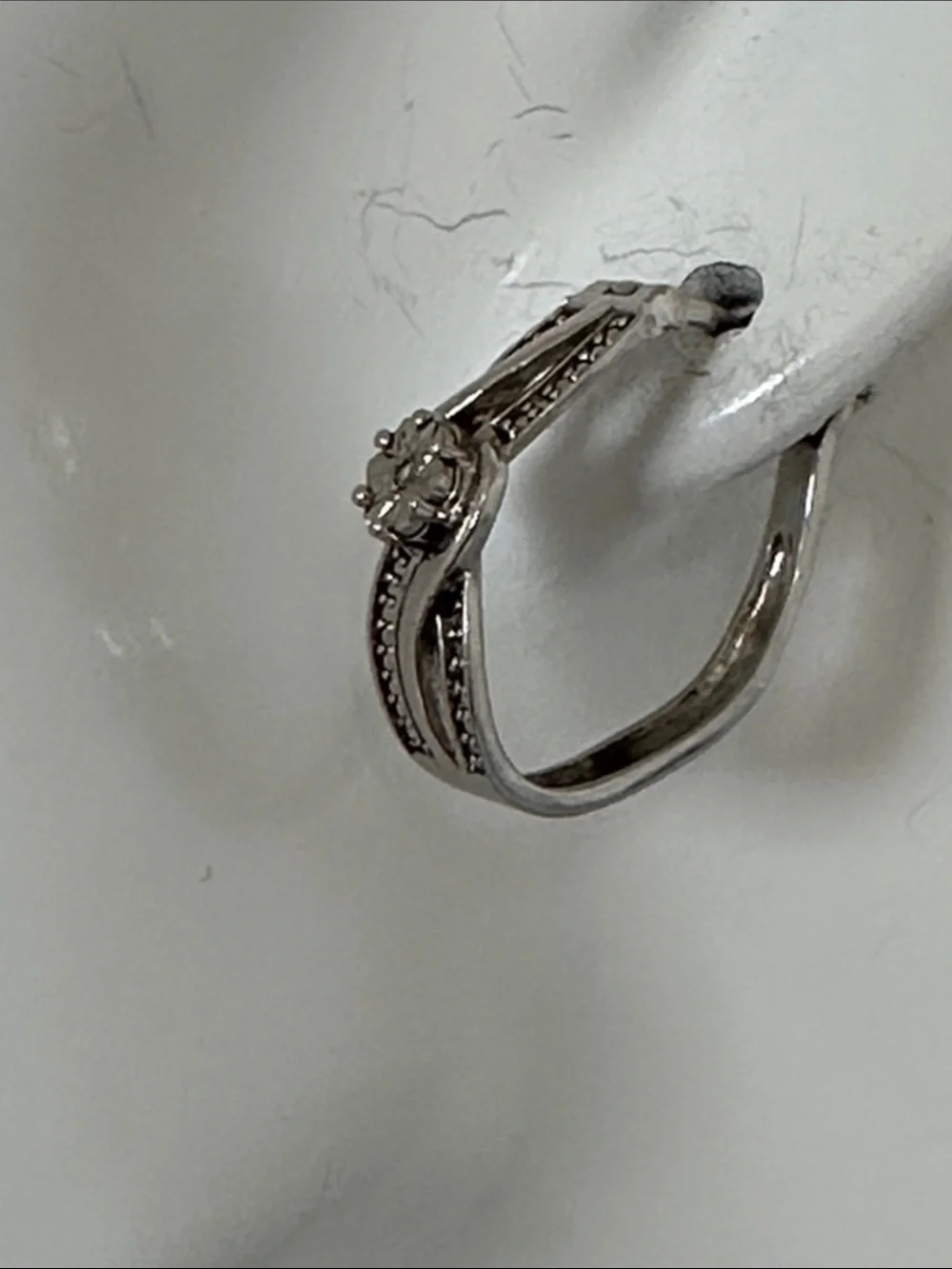 925 Diamond Silver with Center Diamond Earrings​